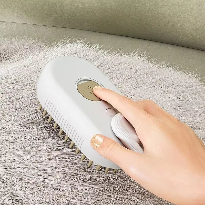 3-in-1 Electric Steam Cat Brush – Grooming, Hair Removal & Massage with Water Spray Function