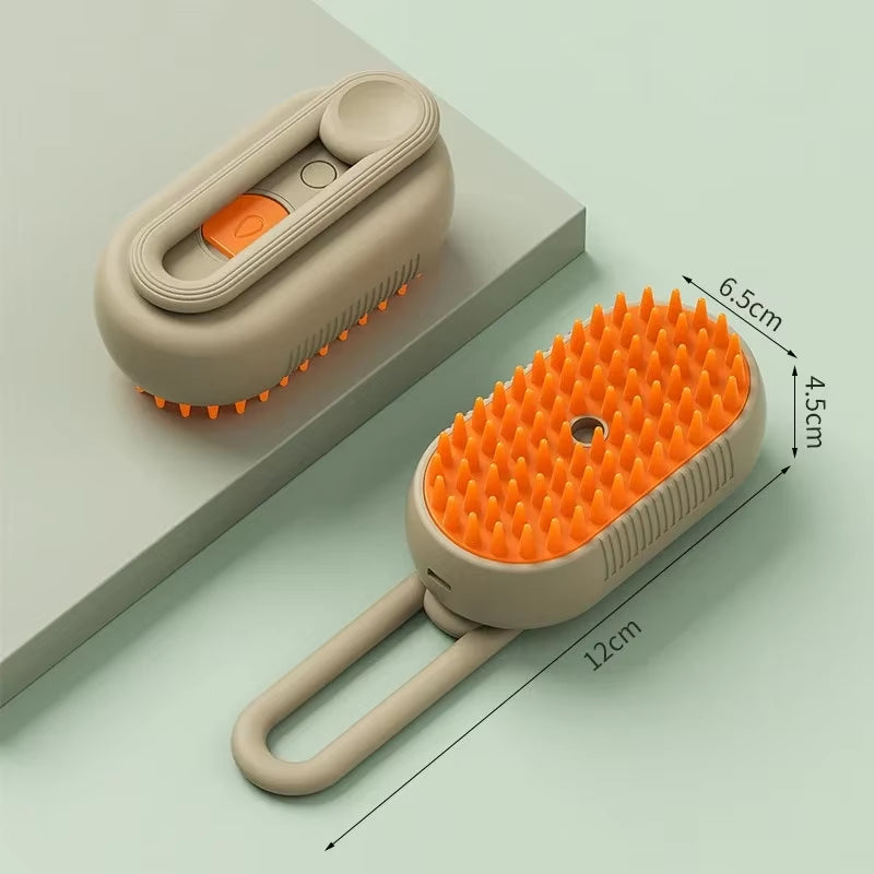 3-in-1 Electric Steam Cat Brush – Grooming, Hair Removal & Massage with Water Spray Function