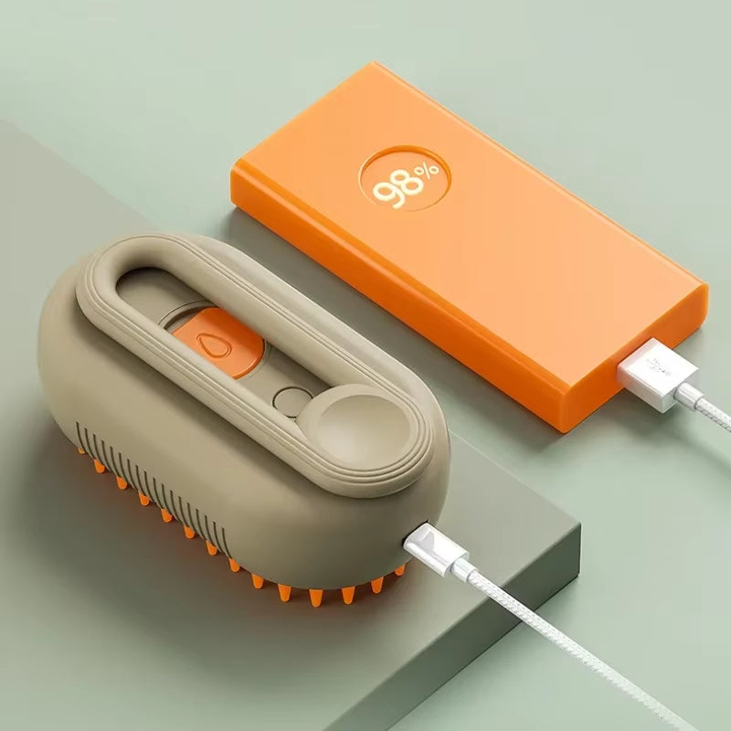 3-in-1 Electric Steam Cat Brush – Grooming, Hair Removal & Massage with Water Spray Function